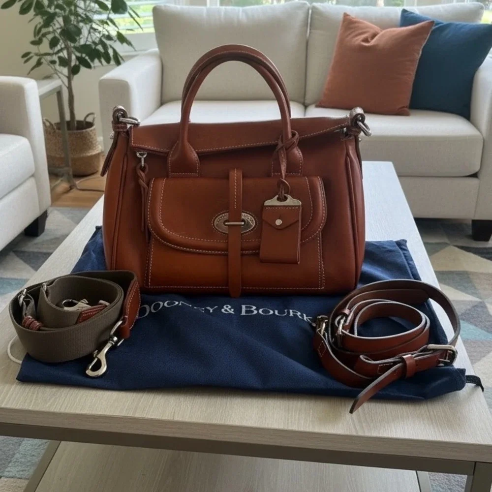 Dooney & Bourke Florentine Leather Satchel/Crossbody – British Tan‎